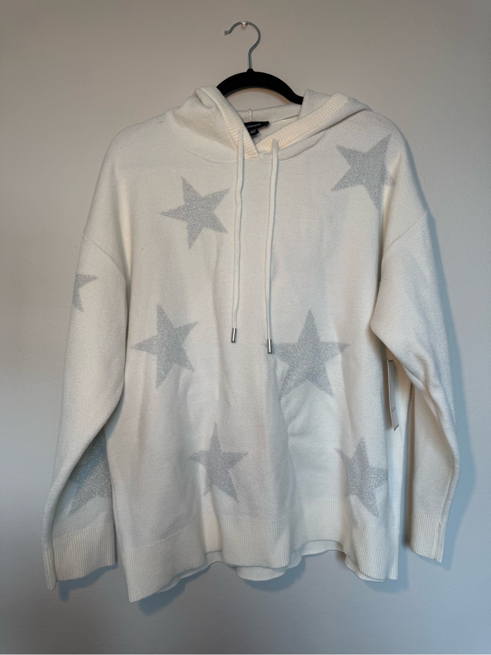 White Star-Print Hooded Sweater